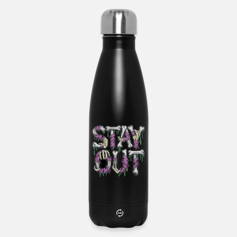 Stay Out Skeleton Bone Horror Saying Horror - Insulated Water Bottle 500 ml - black