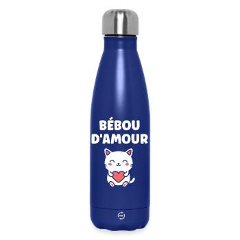 Bébou d’amour chat cœur - Bouteille isotherme 500 ml - bleu foncé  - Devant