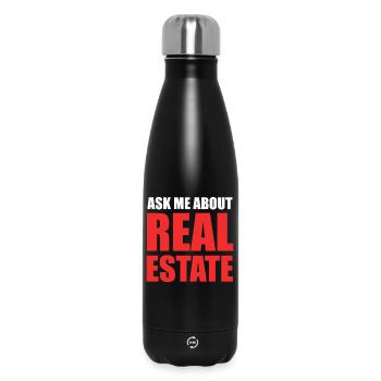 Demandez-moi à propos de l’immobilier – Bold Red - Bouteille isotherme 500 ml - noir - Devant