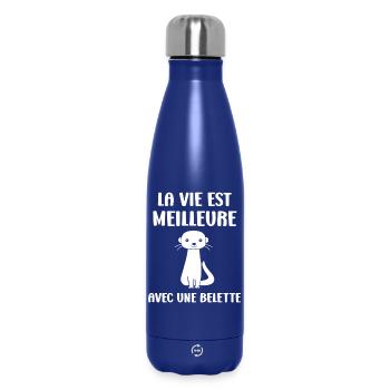 La vie est meilleure avec une belette - Bouteille isotherme 500 ml - bleu foncé  - Devant