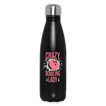 Crazy Bowling Lady Pink Sports Lover Design - Insulated Water Bottle 500 ml - black - Front