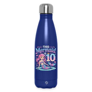 Mermaid 10th Birthday 10 Years - Insulated Water Bottle 500 ml - dark blue  - Front