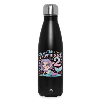 Sirène 2e anniversaire 2 ans - Bouteille isotherme 500 ml - noir - Devant