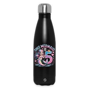 Mermaid 5th Birthday 5 Years - Insulated Water Bottle 500 ml - black - Front