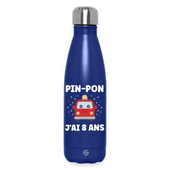Pin-Pon Child Car: 8 years old - Insulated Water Bottle 500 ml - dark blue  - Front