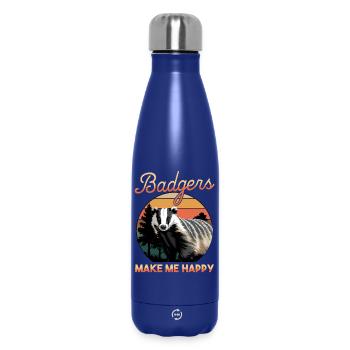 Funny Animal Badger - Insulated Water Bottle 500 ml - dark blue  - Front