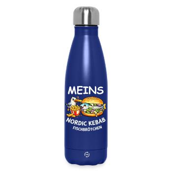 Lustiges Fischbrötchen Küstenhumor Nordsee Ostsee - Thermosflasche 500 ml - Dunkelblau  - Vorne