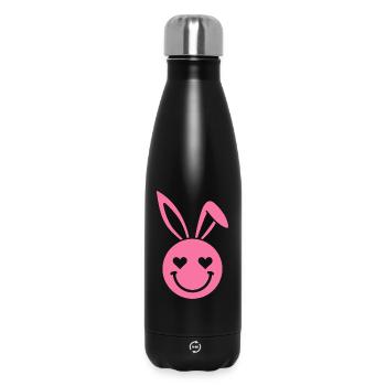 Pink Bunny Heart Eyes - Insulated Water Bottle 500 ml - black - Front