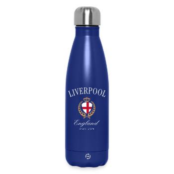 Liverpool England Coat of Arms Crown – Travel Souvenir - Insulated Water Bottle 500 ml - dark blue  - Front