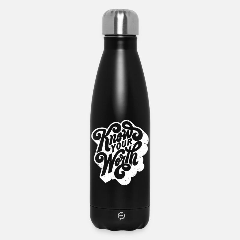 know your worth - Insulated Water Bottle 500 ml - black