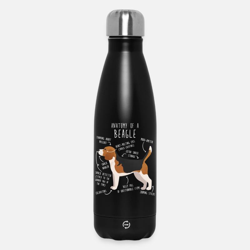 Anatomie des Beagle-Hundes - Thermosflasche 500 ml - Schwarz