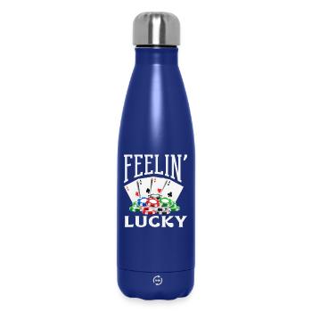 Jeu de cartes de poker Happiness Casino - Bouteille isotherme 500 ml - bleu foncé  - Devant