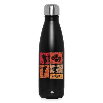 Boccia et joueur de pétanque graphique rétro - Bouteille isotherme 500 ml - noir - Devant