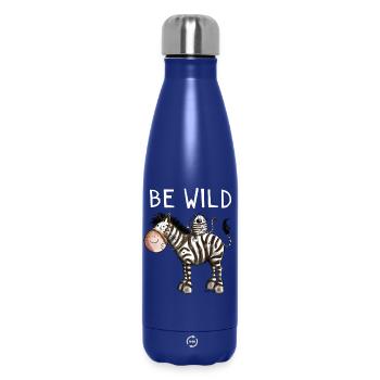 Be Wild Zebra - Zebras - Katze - Katzen - Geschenk - Thermosflasche 500 ml - Dunkelblau  - Vorne