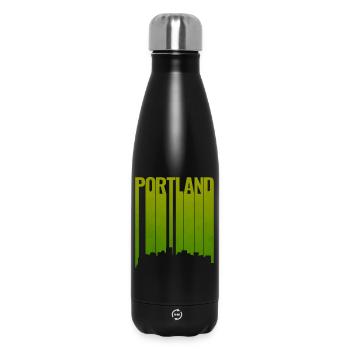Portland Skyline Leuchtgrün - Thermosflasche 500 ml - Schwarz - Vorne
