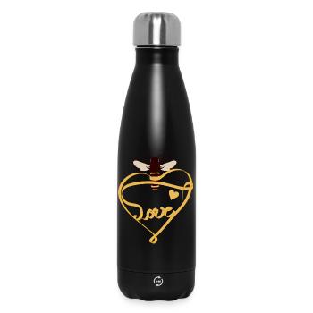 stilisierte Biene mit gelben Band und viel Liebe - Thermosflasche 500 ml - Schwarz - Vorne