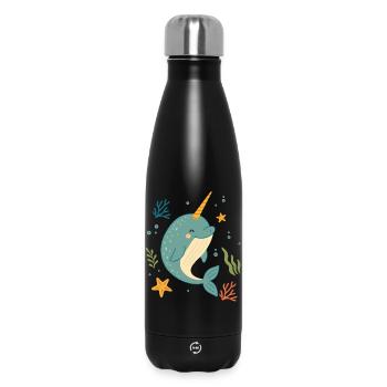Narval dans la mer – La licorne des océans - Bouteille isotherme 500 ml - noir - Devant
