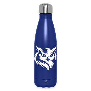 Hibou - Art de lignes de faune mystique Design de la nature - Bouteille isotherme 500 ml - bleu foncé  - Devant