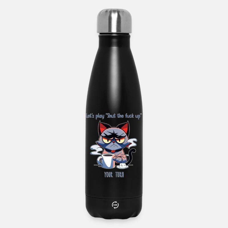 Grim Cat Coffee Sarcasm Saying - Insulated Water Bottle 500 ml - black