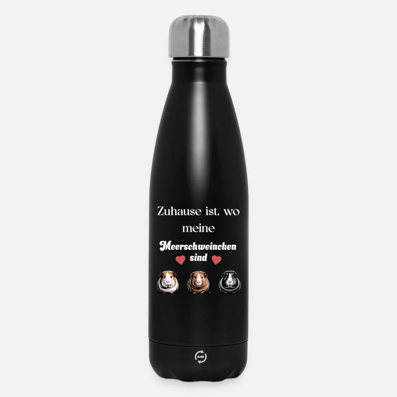 La maison, c’est là où se trouvent les cochons d’Inde - Bouteille isotherme 500 ml - noir