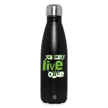 You Only Live Once Green Graffiti Look - Insulated Water Bottle 500 ml - black - Front