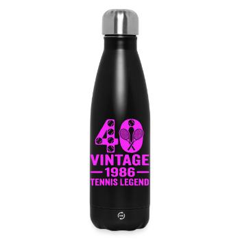 40e anniversaire du tennis 1986, chemise élégante - Bouteille isotherme 500 ml - noir - Devant