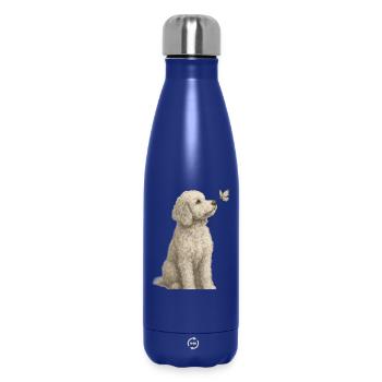 Motif de caniche avec chiens papillons - Bouteille isotherme 500 ml - bleu foncé  - Devant