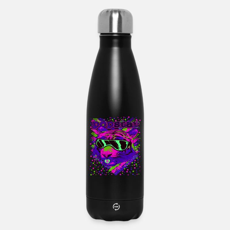 Pop star néon chats illustration - Bouteille isotherme 500 ml - noir