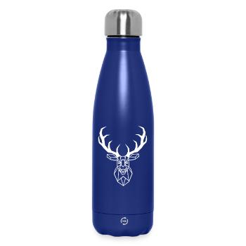 White Geometric Deer - Insulated Water Bottle 500 ml - dark blue  - Front