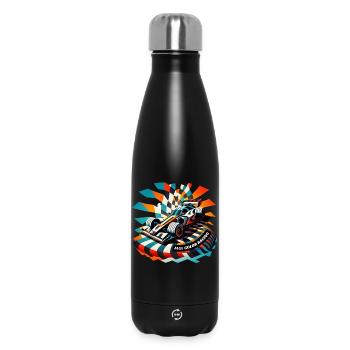 Vollfarbiges Rennwagenkunstwerk - Thermosflasche 500 ml - Schwarz - Vorne