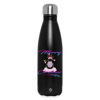 Maulwurf als Weihnachtsmann ruft Merry Christmas - Thermosflasche 500 ml - Schwarz - Vorne
