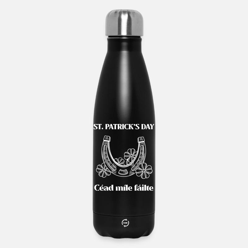 St Patricks Day, Cead Mile Failte - Insulated Water Bottle 500 ml - black