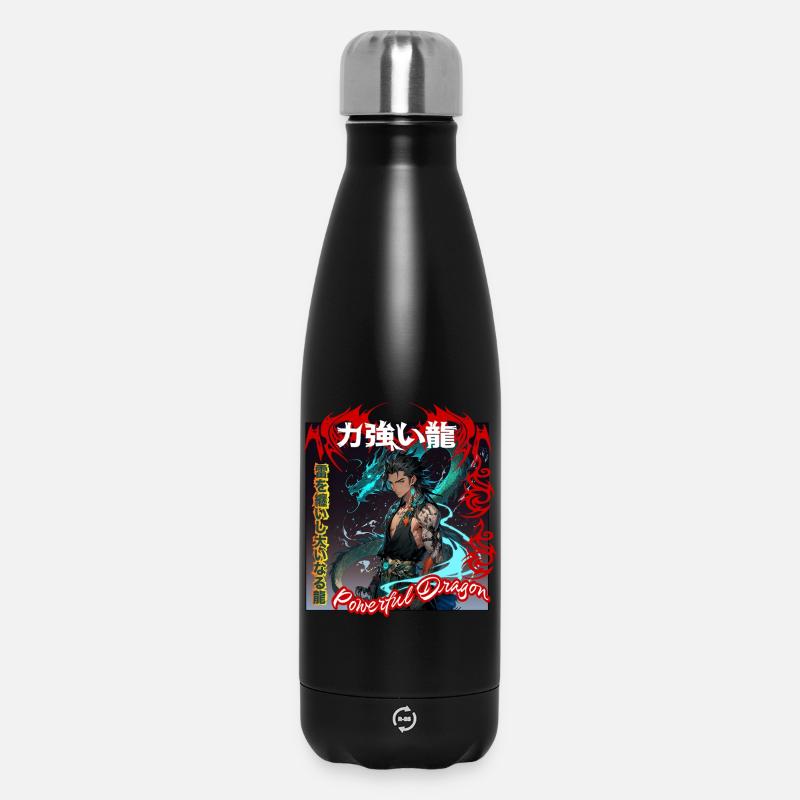 Mythischer Krieger mit Drachen-Akzent - Thermosflasche 500 ml - Schwarz