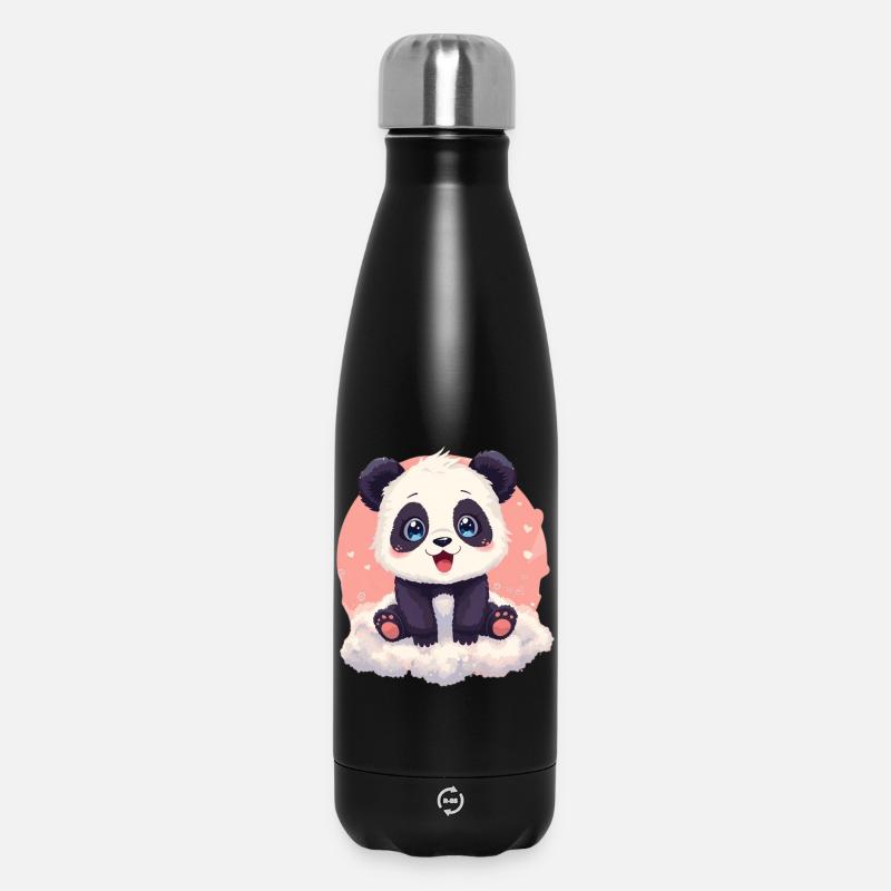 Kuscheliger Panda auf rosa Wolke - Thermosflasche 500 ml - Schwarz