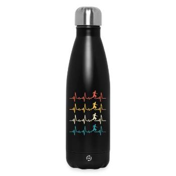 Football Retro Heartbeat footballer - Bouteille isotherme 500 ml - noir - Devant