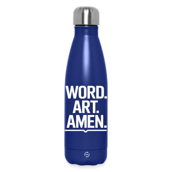 Wortkunst Amen-Typografie - Thermosflasche 500 ml - Dunkelblau  - Vorne