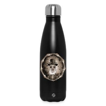 Steampunk deer portrait in antique sepia look - Insulated Water Bottle 500 ml - black - Front