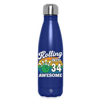 Bowling 34e anniversaire célébration graphique - Bouteille isotherme 500 ml - bleu foncé  - Devant