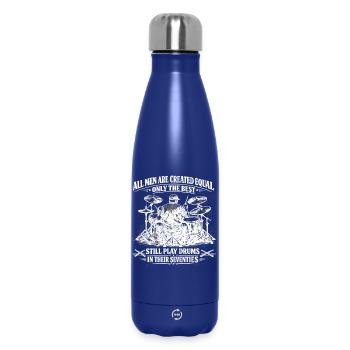 Batteur 70 Ans Musique Humour Cadeau Anniversaire - Bouteille isotherme 500 ml - bleu foncé  - Devant