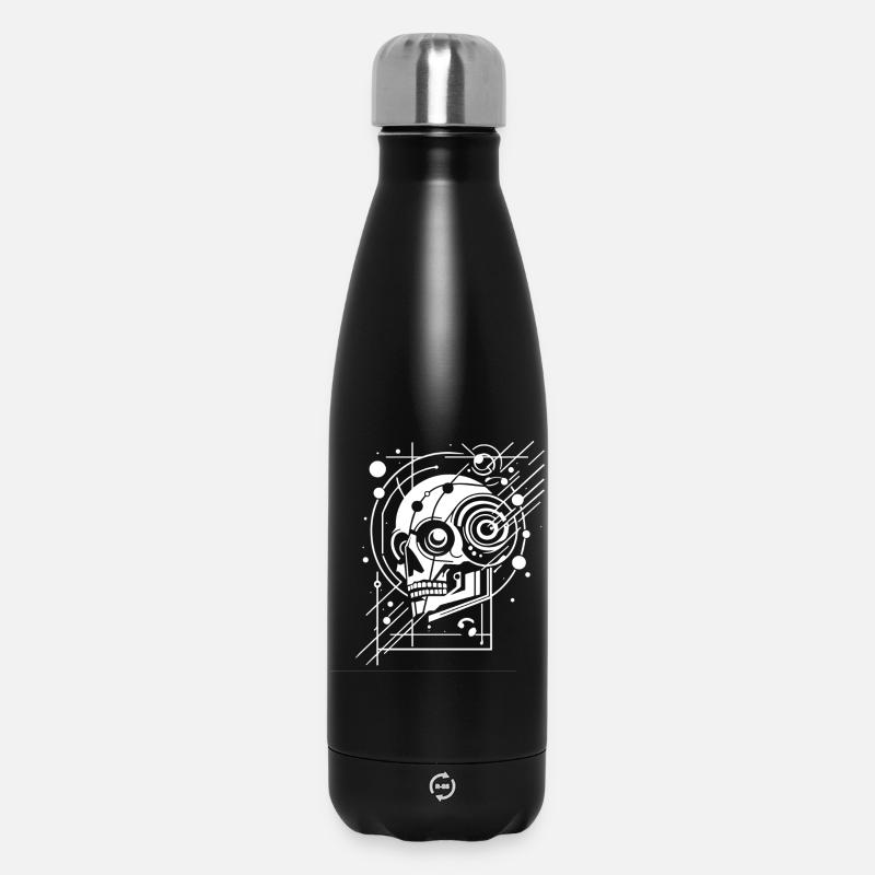Cybernetic Skull Geometry - Insulated Water Bottle 500 ml - black