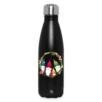 little elf family in a Christmas frame - Insulated Water Bottle 500 ml - black - Front