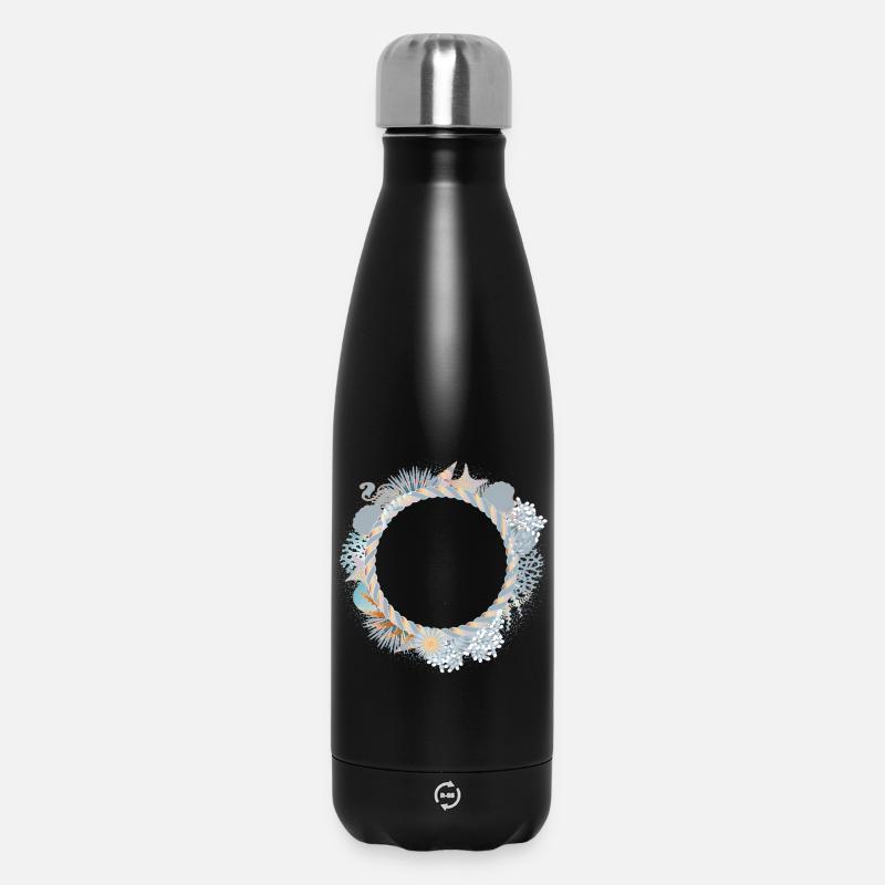 maritimer Pastell Rahmen in Korallenriff Optik - Thermosflasche 500 ml - Schwarz