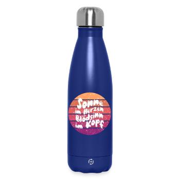 Sonne im Herzen Retro Kreis - Thermosflasche 500 ml - Dunkelblau  - Vorne