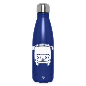 Kleiner Bus Cartoon – Comic Schulbus Reise Spaß - Thermosflasche 500 ml - Dunkelblau  - Vorne