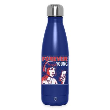 Forever Young, Lustiges Millennials Fun Shirt, Bag - Thermosflasche 500 ml - Dunkelblau  - Vorne
