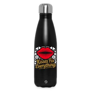 Kisses heal everything - Insulated Water Bottle 500 ml - black - Front
