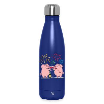 Glücksschwein Glücksbringer Silvester Neujahr - Thermosflasche 500 ml - Dunkelblau  - Vorne