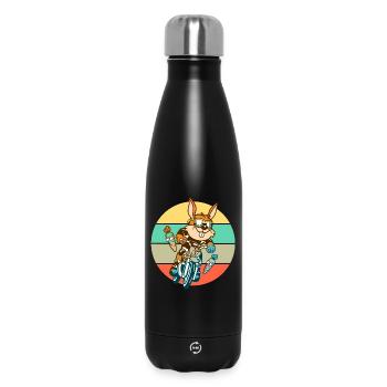 Hase Kaninchen Motocross Geschenk - Thermosflasche 500 ml - Schwarz - Vorne
