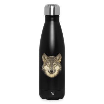 Naturfan shirts, Wolfkopf, beliebte Tierdesigns - Thermosflasche 500 ml - Schwarz - Vorne