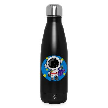 Astronaut, Cosmos, Spaceman - Insulated Water Bottle 500 ml - black - Front